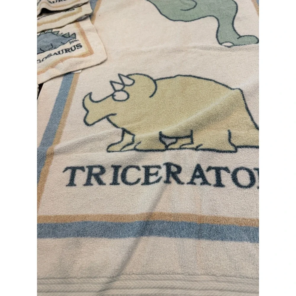 Vintage Sandra Boynton for Martex Dinosaur Towel Set 5pc Cotton USA Made 80s